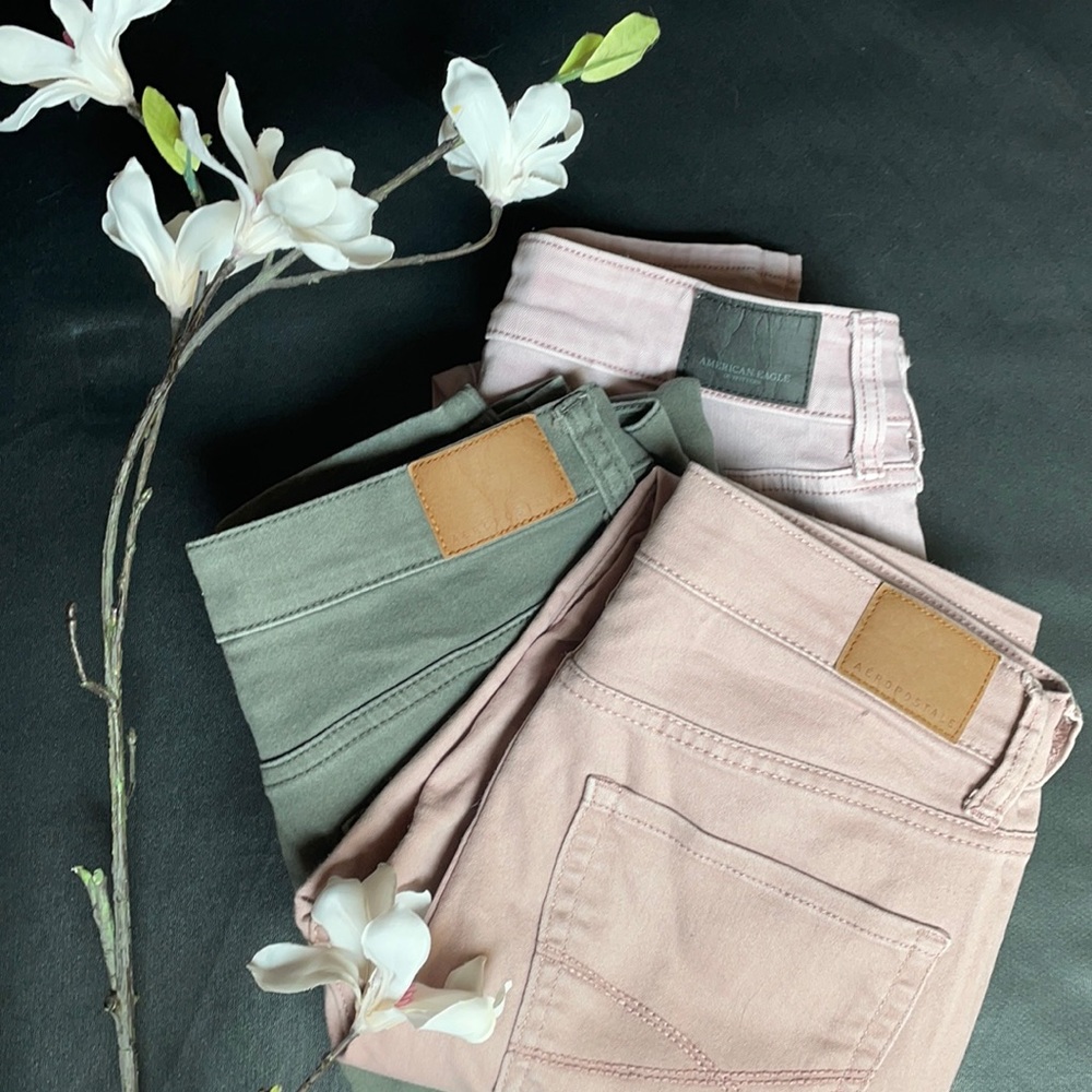 set of 3 aeropostale high rise jeggings